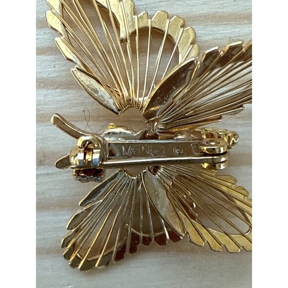 Vintage Monet Gold-Tone Butterfly Pin Brooch - Picture 3 of 5